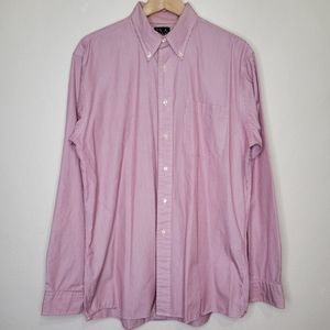 Jos. A. Bank 100% Cotton Red and White Striped Button Front, Size 16-36